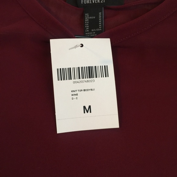 Forever 21 maroon sheer top - Picture 5 of 6